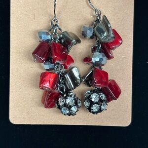 Elegant Red and Silver Dangle Earrings
